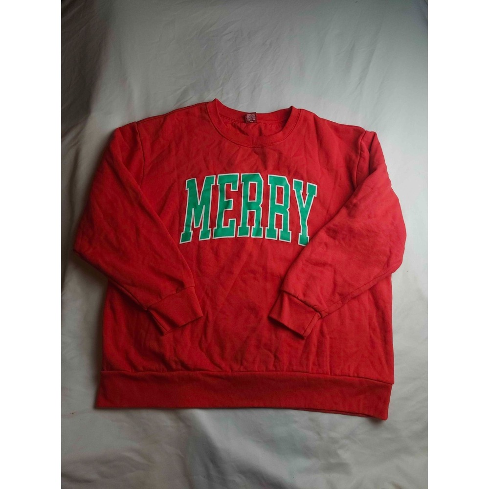 Dec 25th Sweatshirt Womens Size XL Red Merry Graphic Crewneck Holiday Christmas